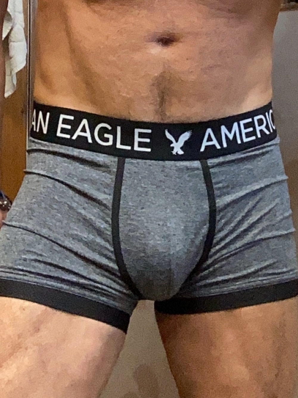 American Eagle gray and black medium trunks